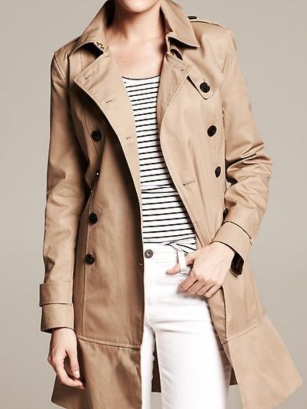 Banana Republic Camel Trench with Ruffle bottom, M